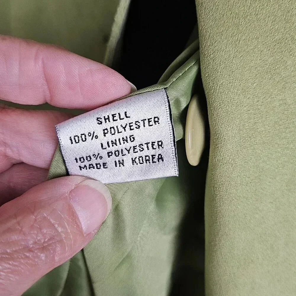 Talbots Lime Green 3 Button Blazer Jacket Polyester Microfiber Lined Size 8 - Picture 6 of 11